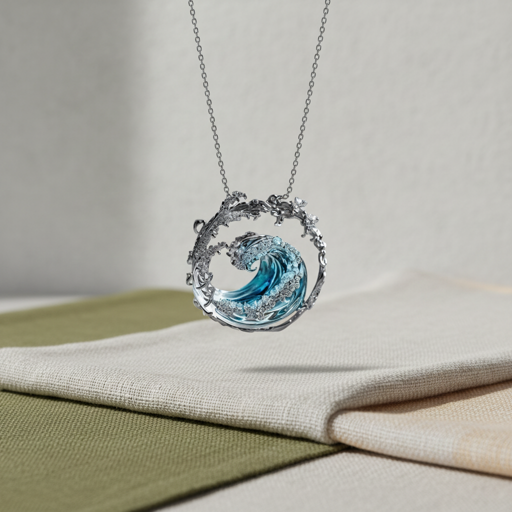 Collar de Cristal del Océano con Olas