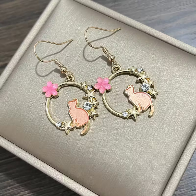Pendientes de Gato Brillantes con Circonitas