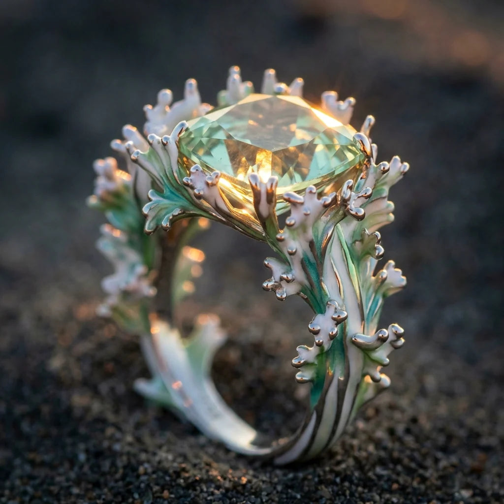 Anillo Exótico de Turquesa y Coral