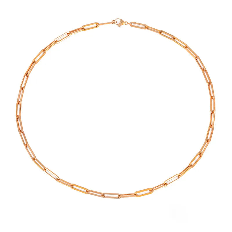 Cadena fina de eslabones de clip de acero inoxidable para mujer