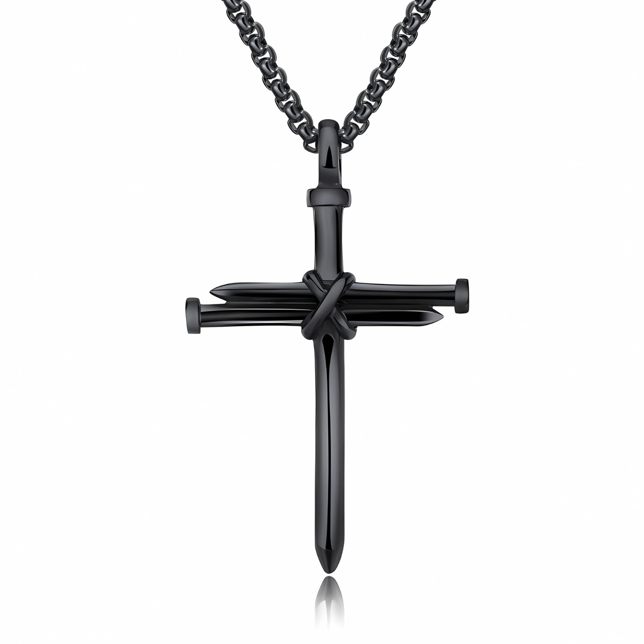 Collar de cruz de uñas para hombre y mujer con diseño de cruz