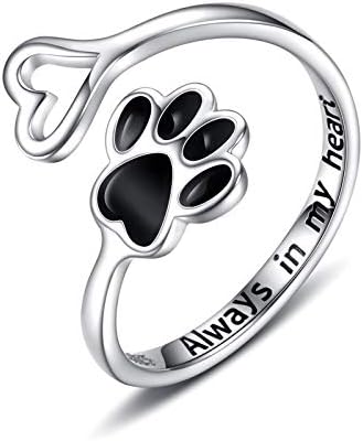 Anillo artesanal con pata y corazón