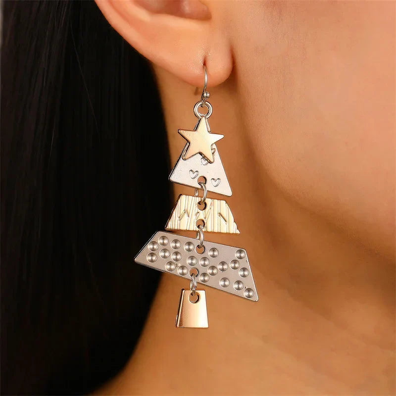 Pendientes festivos para árbol de Navidad de metales no ferrosos con estrellas