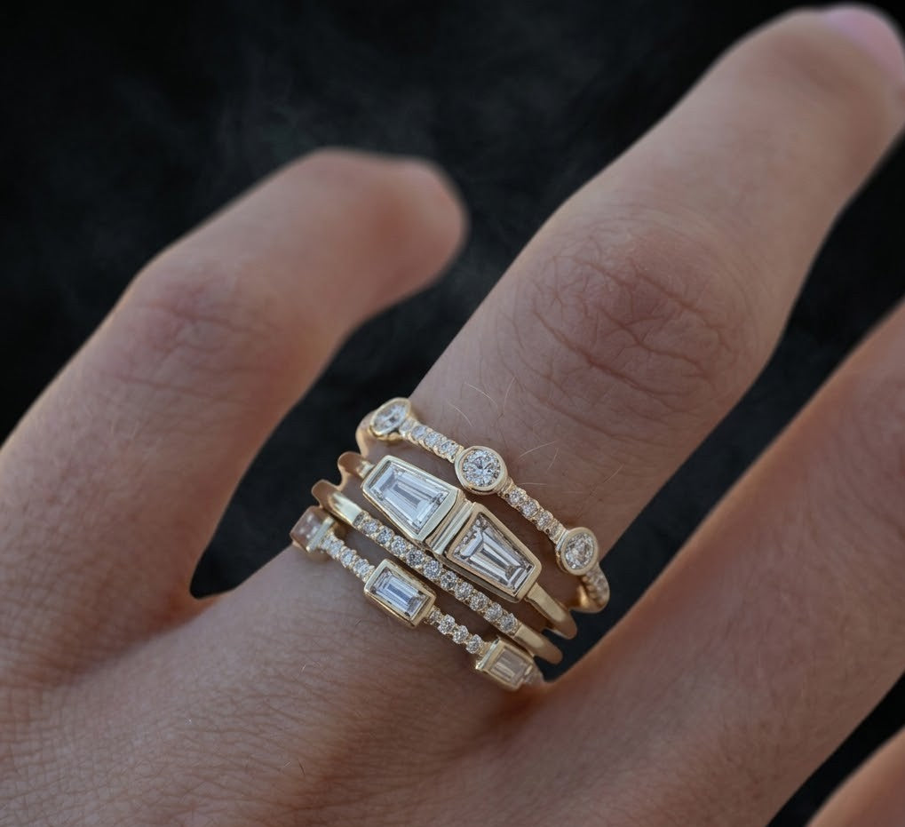 Conjunto de Anillos Vintage en Oro y Circonia Cúbica