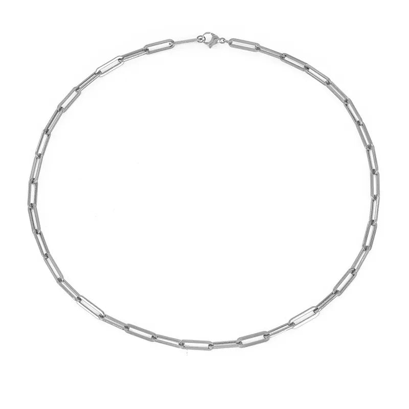 Cadena fina de eslabones de clip de acero inoxidable para mujer