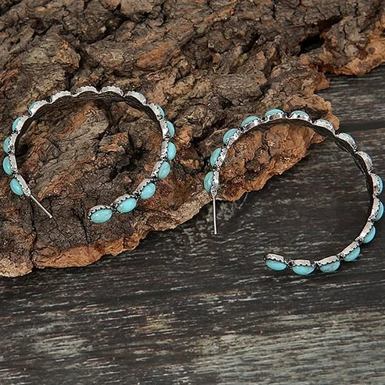 Pendientes boho con piedras ovaladas de estilo vintage