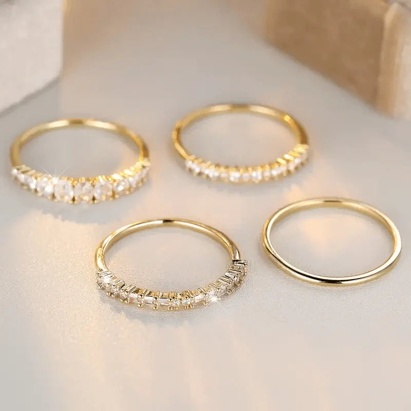 Set de Anillos Apilables con Circonia Cúbica – Elegancia que Brilla
