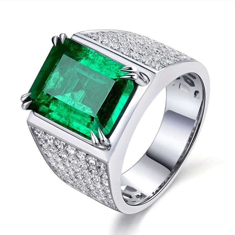Anillo Elza con piedra esmeralda y circonitas