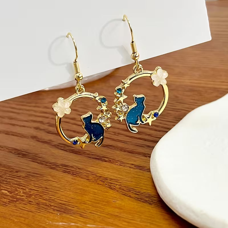 Pendientes de Gato Brillantes con Circonitas