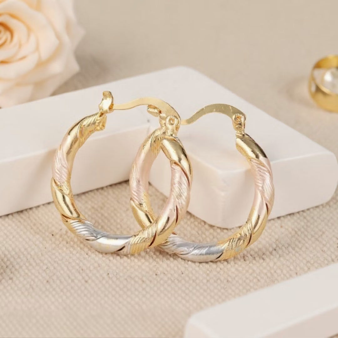Pendientes de aro elegantes con degradados retorcidos para mujer