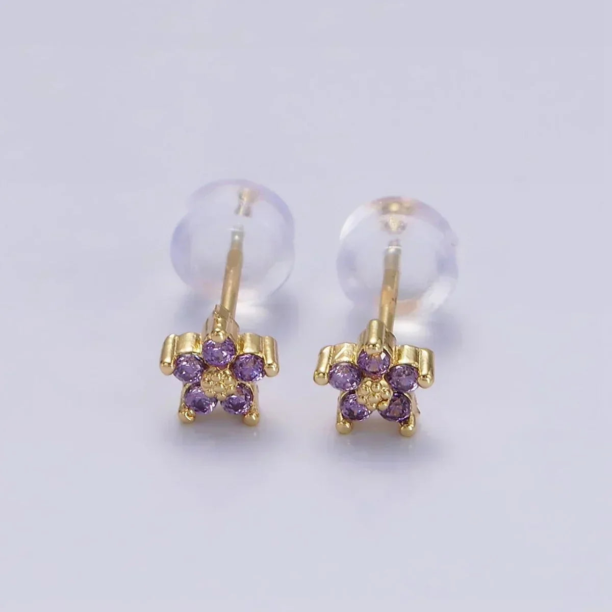 Pendientes de flores con circonitas de colores