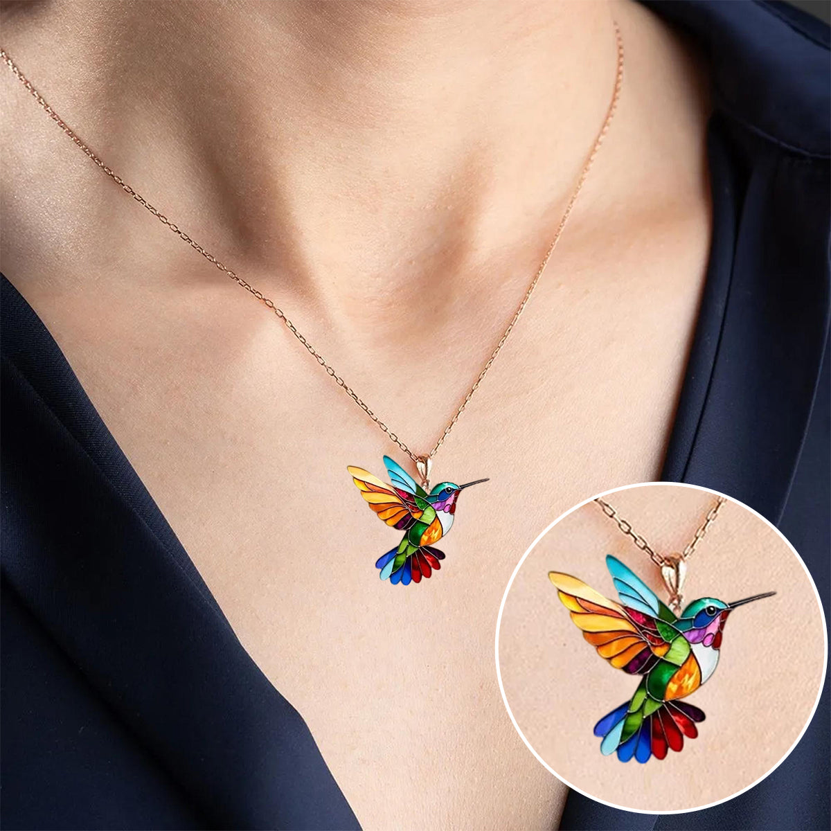 Collar Lúmina colibrí elegante mujer - Sparkano Marbella