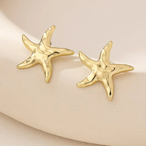Pendientes de Estrella de Mar Texturizados con Diseño Brillante