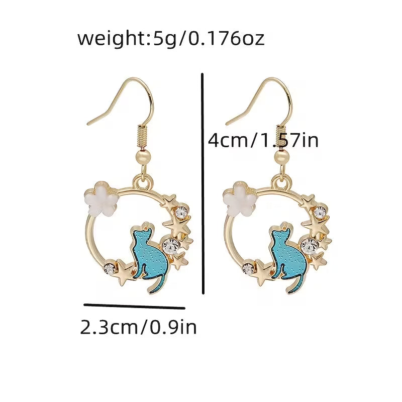 Pendientes de Gato Brillantes con Circonitas