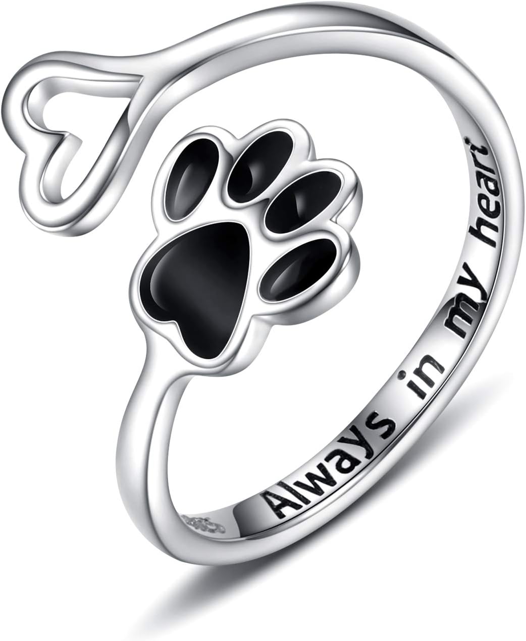 Anillo artesanal con pata y corazón