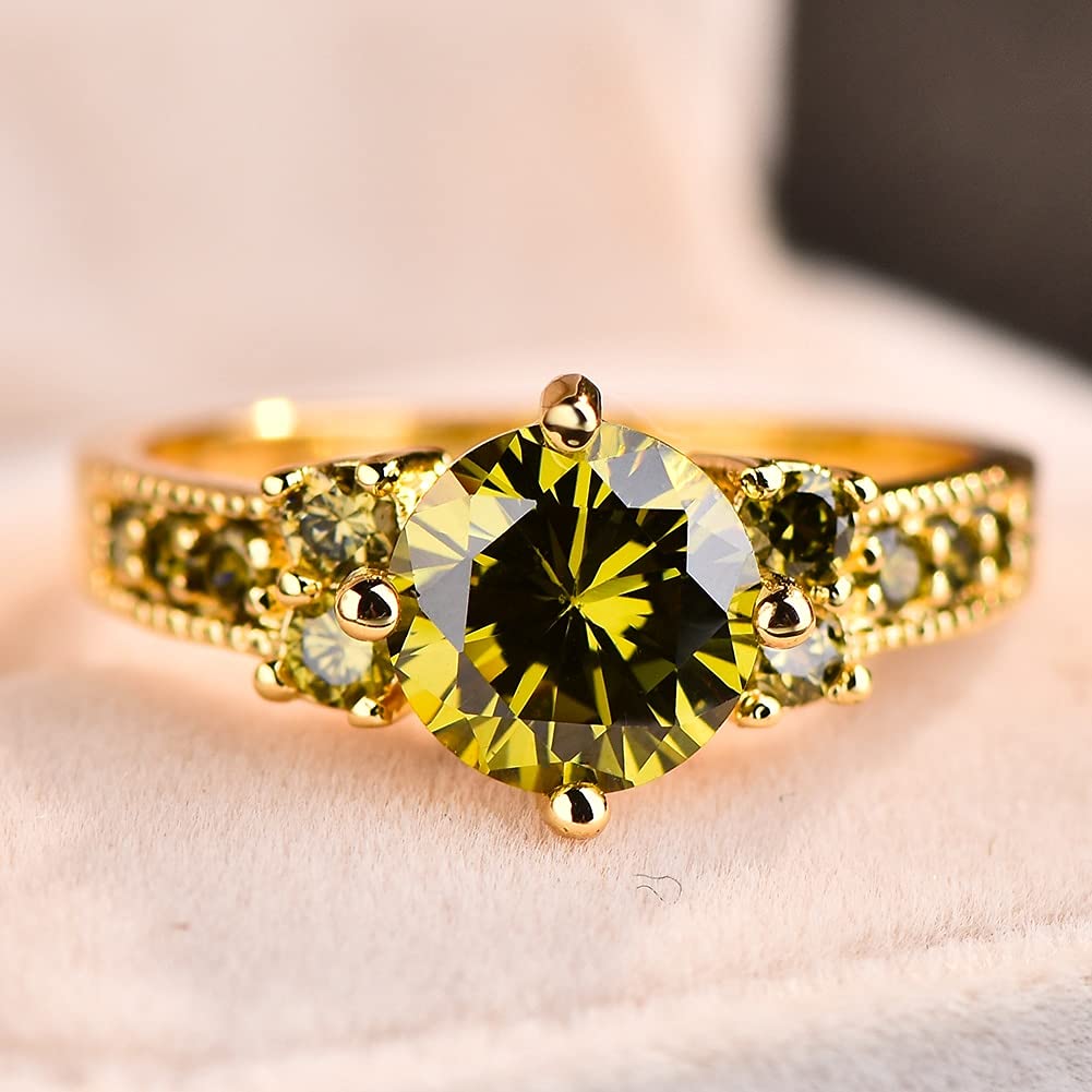 Anillo elegante con cristal verde oliva