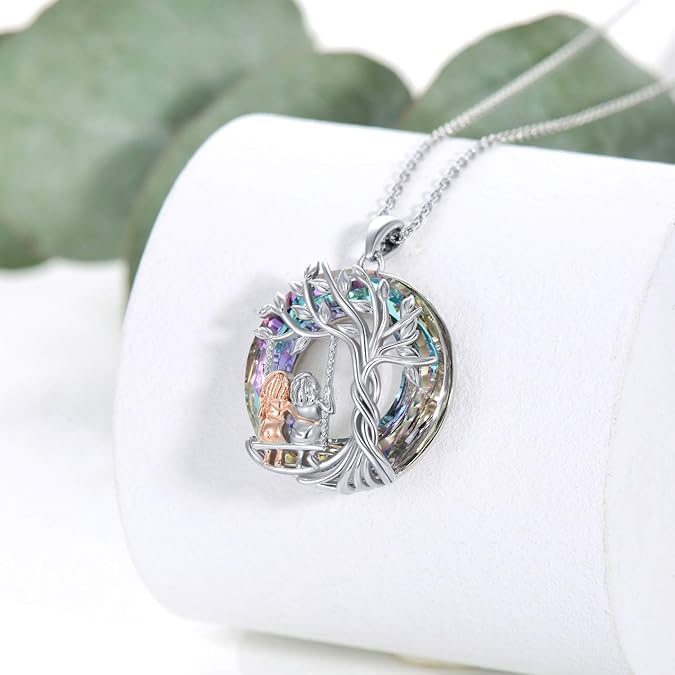 Collar Árbol de la Vida con Cristales Arco Iris para Hermanas