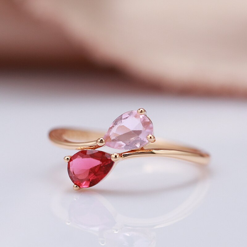 Anillo de Acero Inoxidable con Doble Piedra en Gota