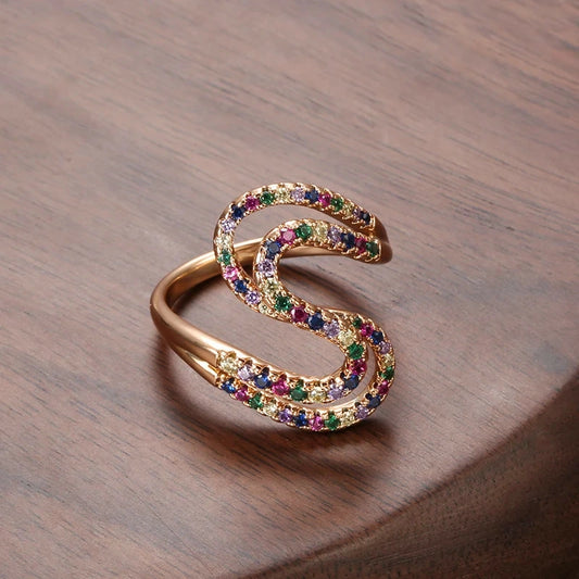 Anillo Elegante con Circonio Cúbico Multicolor