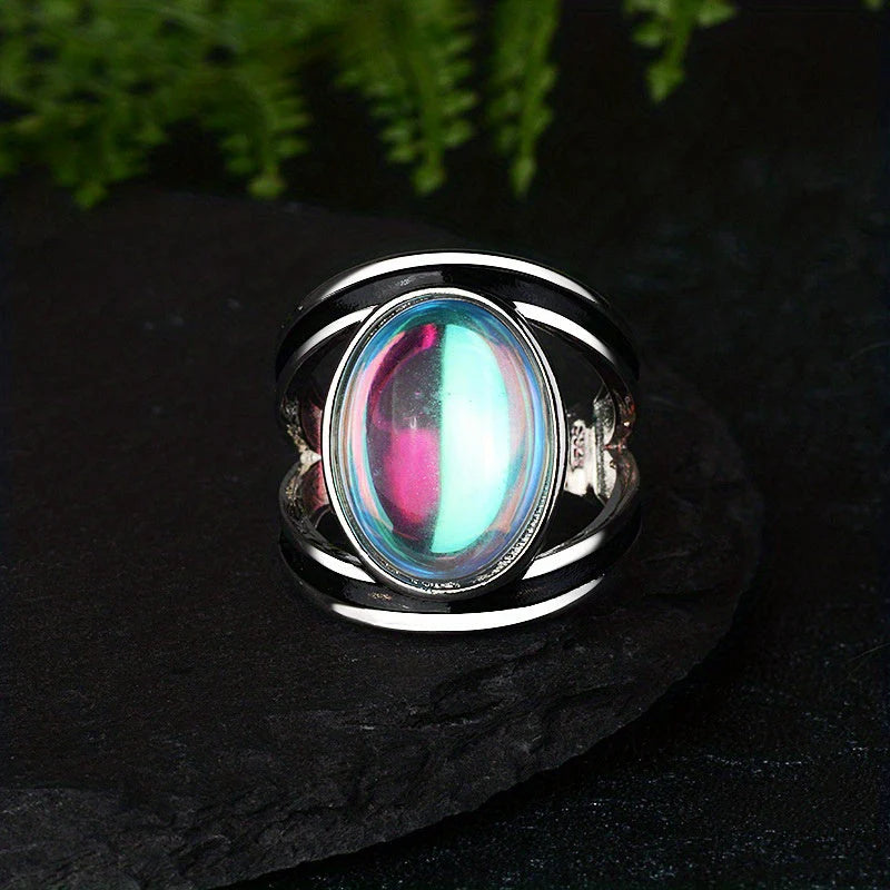 Anillo de Acero Inoxidable con Piedra de Luna