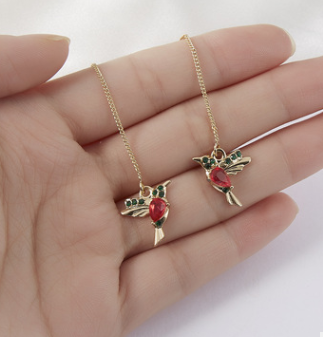 Conjunto de joyas de colibrí con detalles de piedras preciosas brillantes para mujer