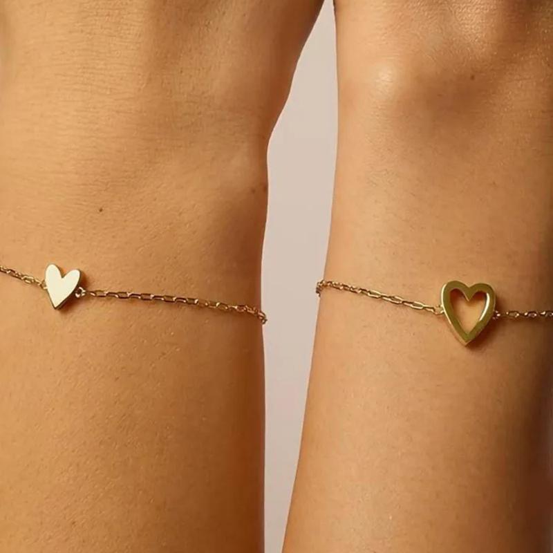 Valentina set de pulseras corazones unidos en color oro — vista frontal