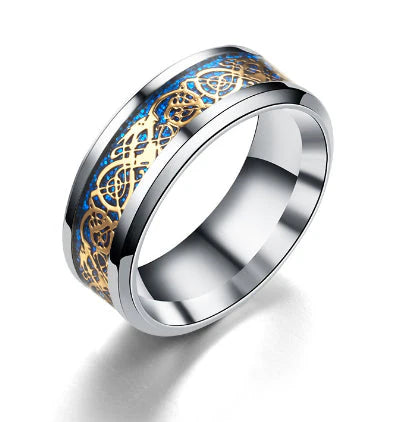 Anillo de Acero Inoxidable con Diseño de Dragón Celta