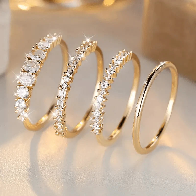 Set de Anillos Apilables con Circonia Cúbica – Elegancia que Brilla