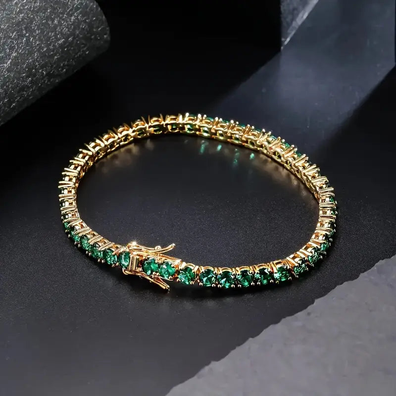 Brazalete de tenis verde esmeralda brillante para una elegancia atemporal