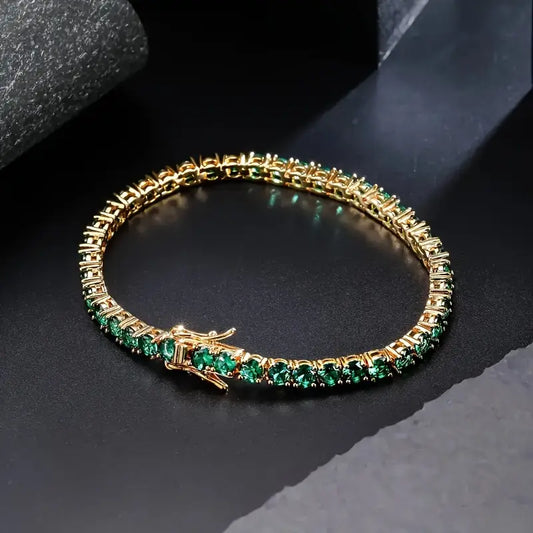 Brazalete de tenis verde esmeralda brillante para una elegancia atemporal