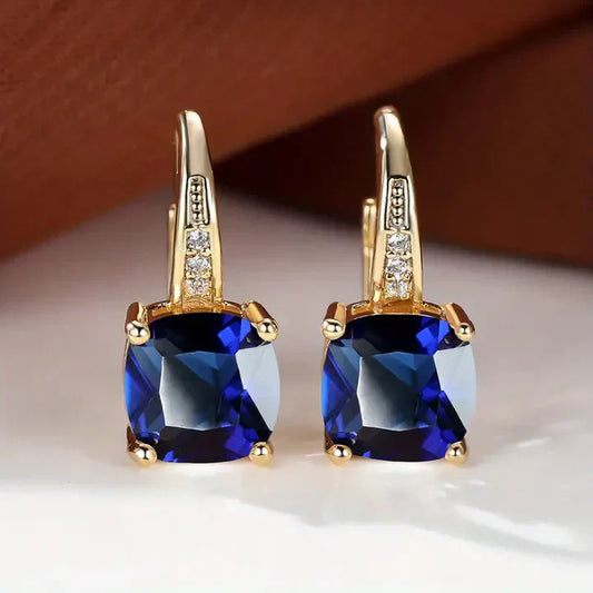 Pendientes de aro brillantes con circonitas talla cojín