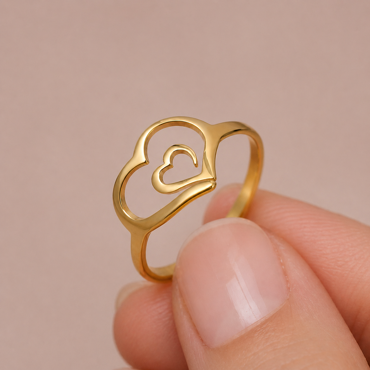 Anillo de Corazón Doble en Acero Inoxidable