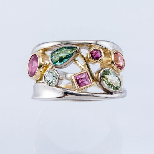 Anillo Estilo Vintage - Explosión de Color en Acero Inoxidable