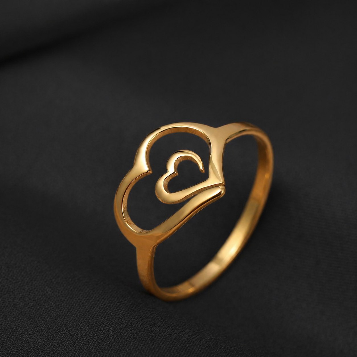 Anillo de Corazón Doble en Acero Inoxidable