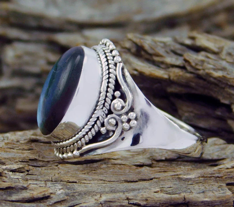 Anillo Vintage de Acero Inoxidable con Piedra de Luna