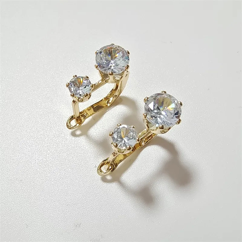 Pendientes elegantes de circonitas con diseño europeo y piedras brillantes