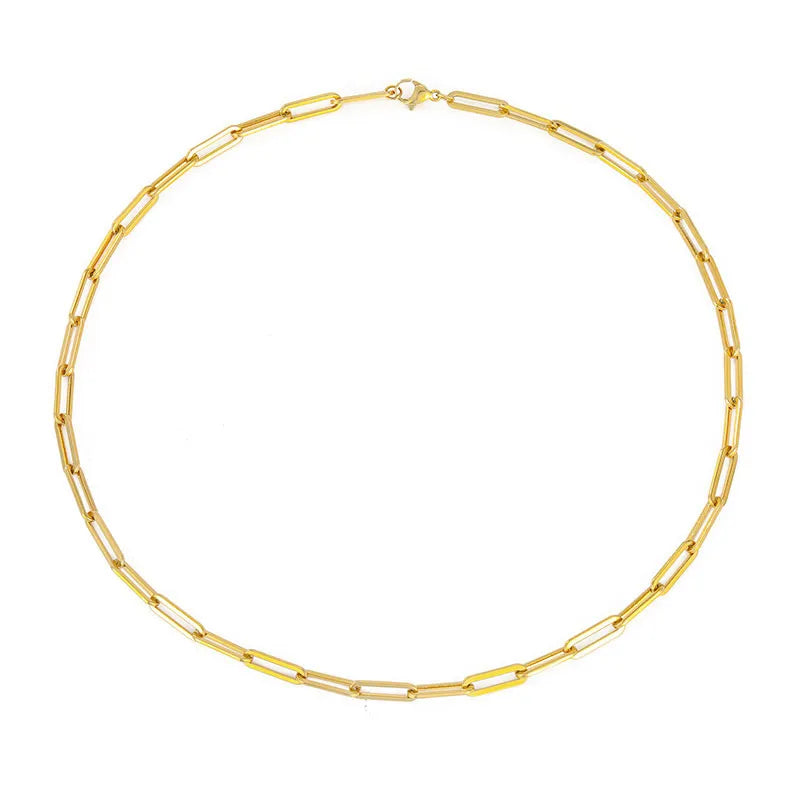 Cadena fina de eslabones de clip de acero inoxidable para mujer