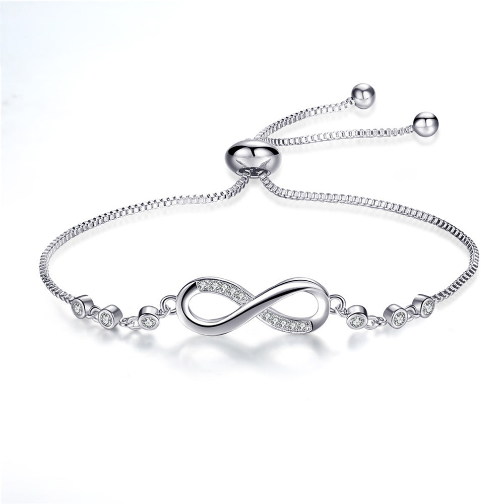 Pulsera de infinito brillante para mujer con piedras de circonitas ajustables