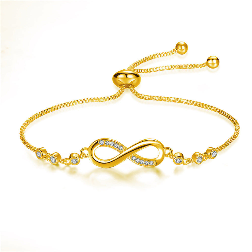 Pulsera de infinito brillante para mujer con piedras de circonitas ajustables
