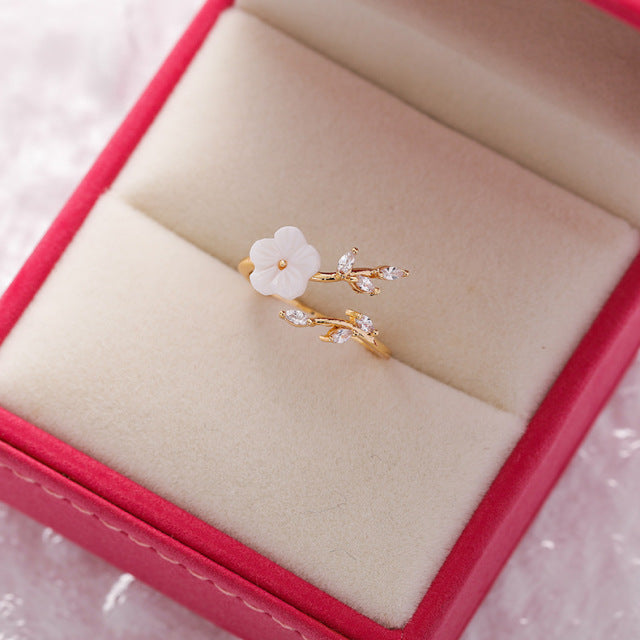 Anillo vintage ajustable con hoja