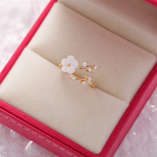 Anillo vintage ajustable con hoja