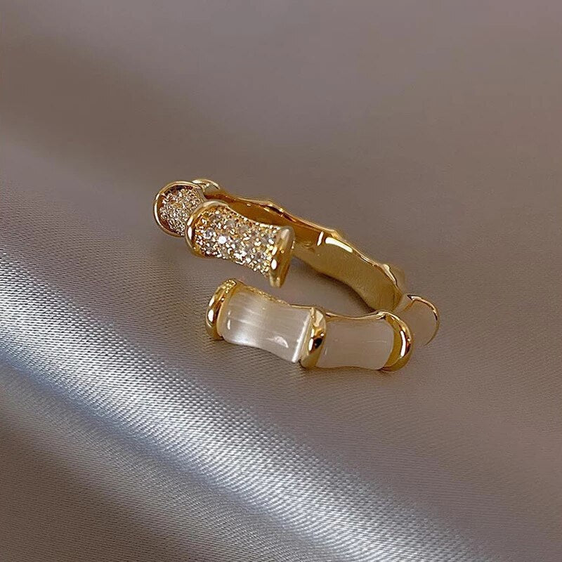 Anillo Bambú Plata y Ópalo