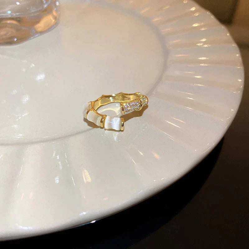 Anillo Bambú Plata y Ópalo