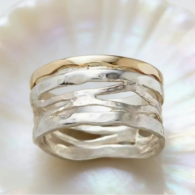 Anillo Vintage Apilado de Acero Inoxidable – Estilo Boho Elegante