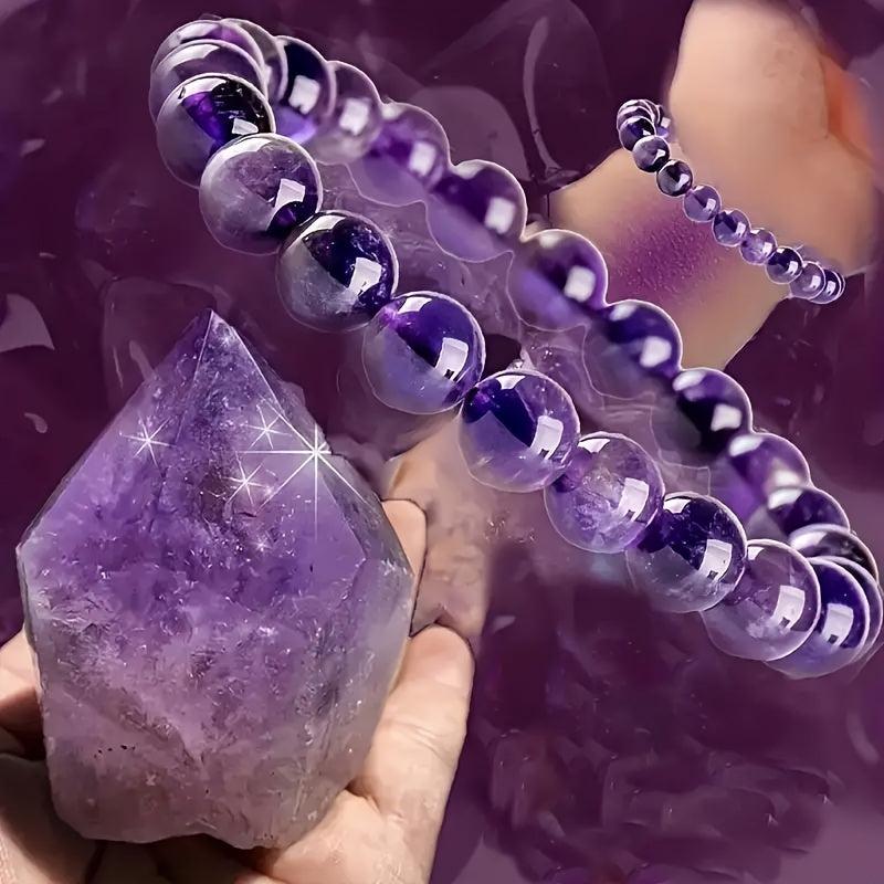 Elegante pulsera de cuentas de amatista para armonía espiritual y estilo