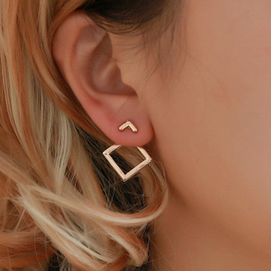 Pendientes geométricos de moda con diseño de cuadrado y flecha