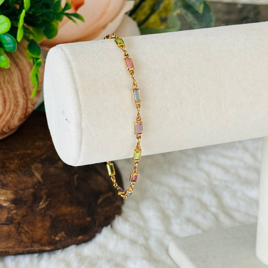 Pulsera con piedras rectangulares multicolores