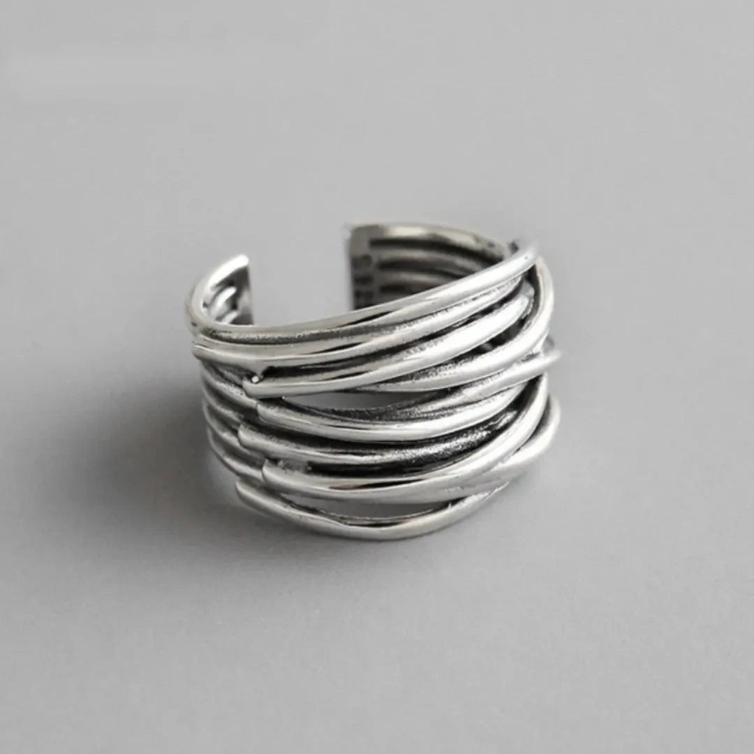 Anillo ajustable de Varias Capas - Plata Esterlina