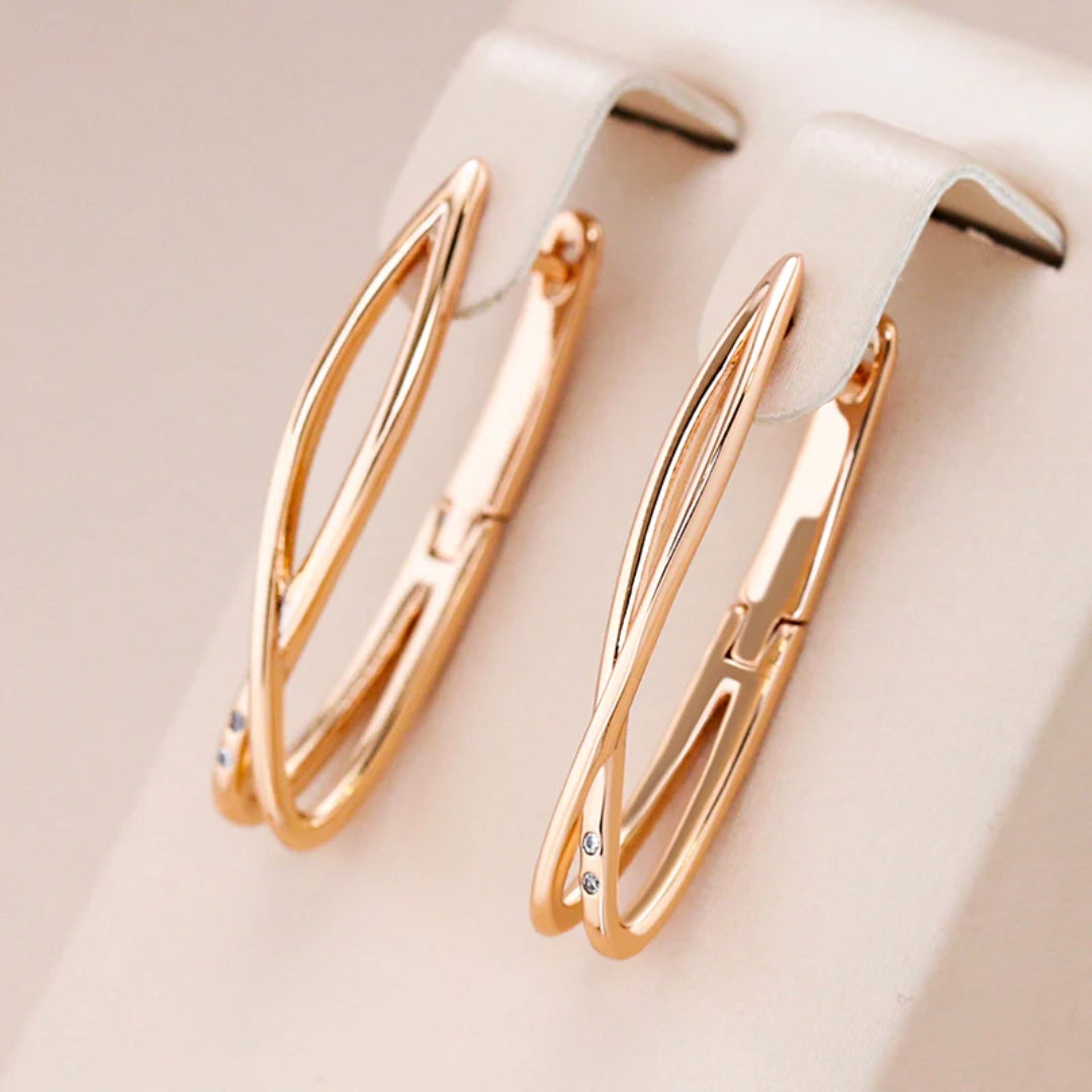 Pendientes de aro elegantes para mujer con brillantes circonitas y diseño moderno