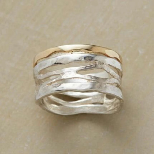 Anillo Vintage Apilado de Acero Inoxidable – Estilo Boho Elegante